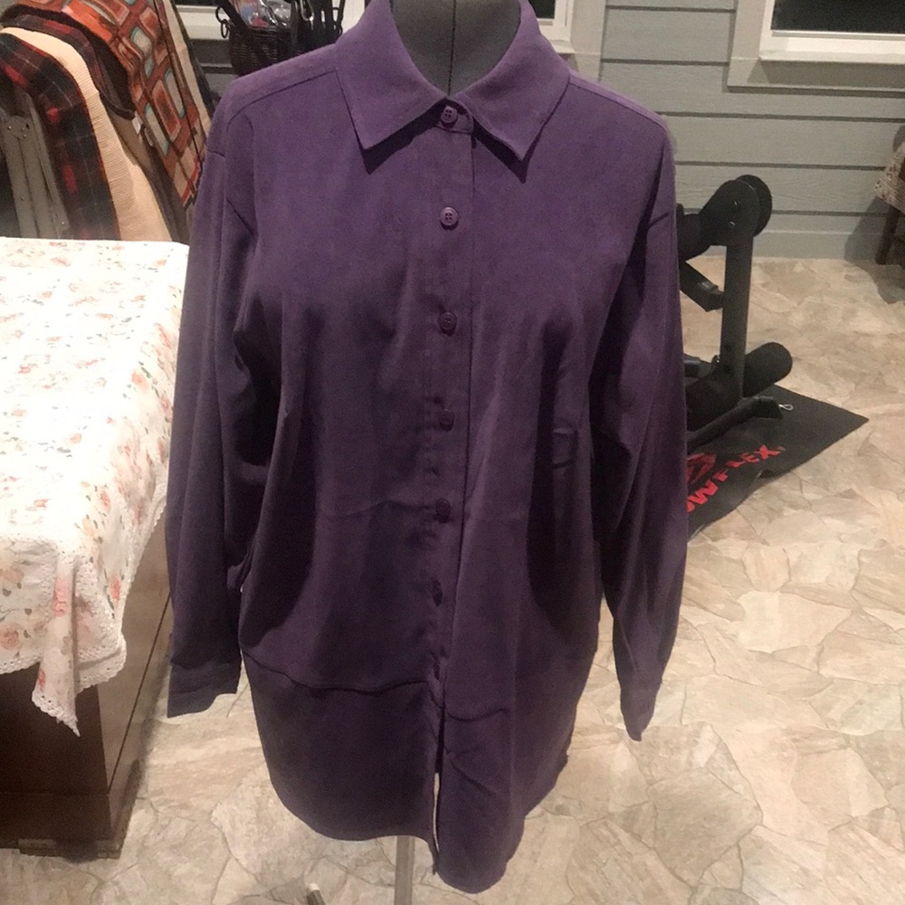 Croft & Barrow Blouse Purple Long Sleeve Size 1X